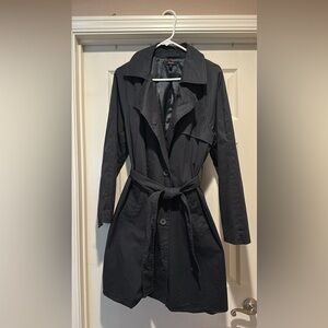 Quince Comfort Stretch Black Trench Coat